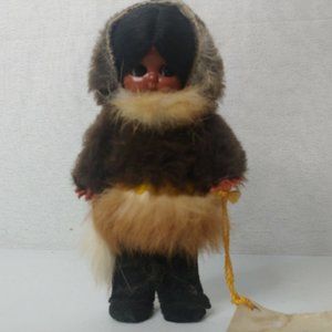 Inuit The People Girl Doll Toy 6" Traditional Native Fur Clothing USA Alaska